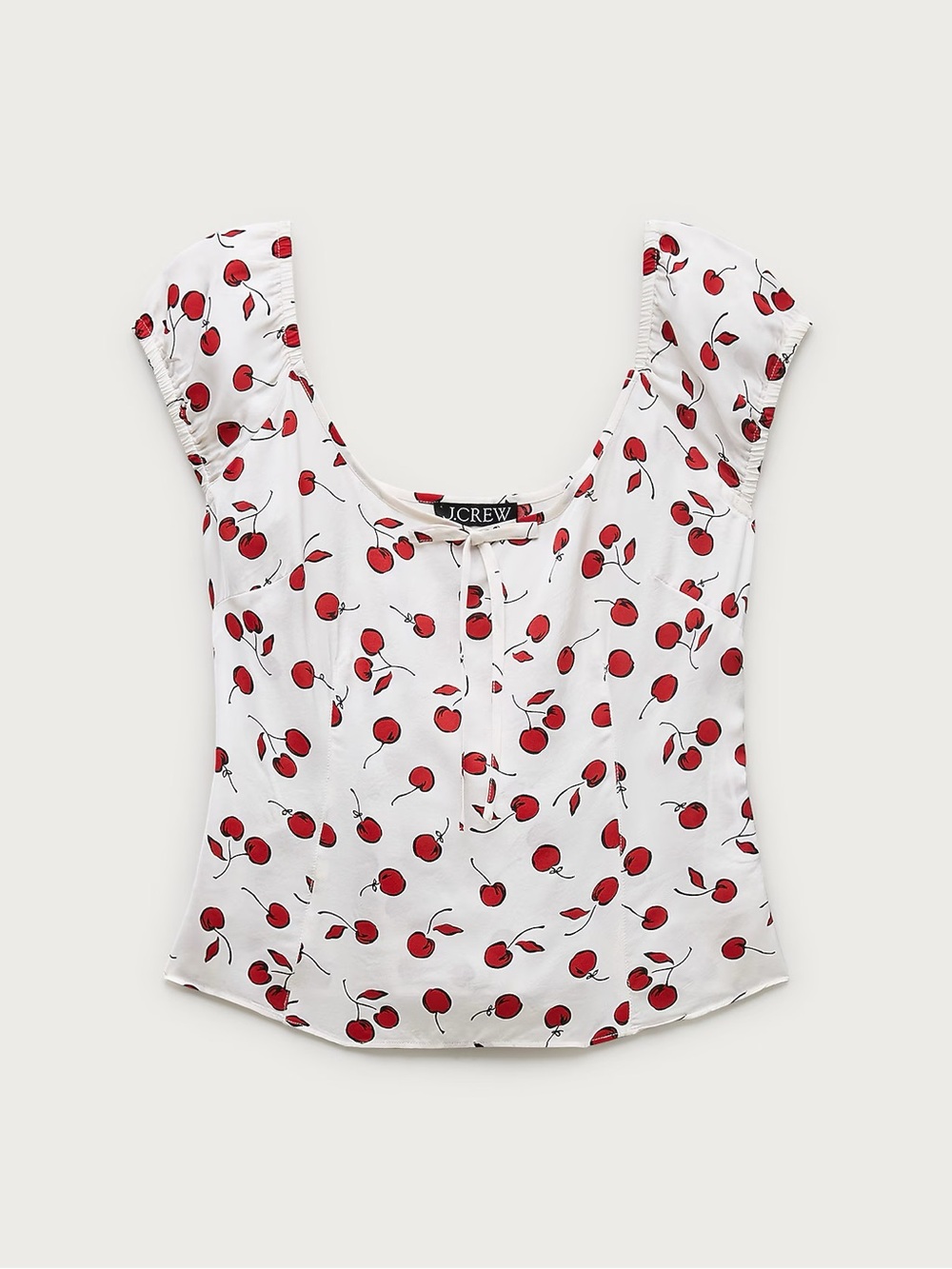 NWOT J. Crew Cap-Sleeve Top in Cherry Print